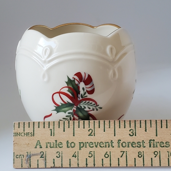 Lenox Votive Holder 24kt Gold Christmas Candy Cane Mistletoe Tealight Holder - Picture 9 of 9